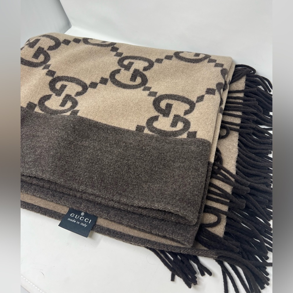 Gucci Beige and Brown Throw Blanket